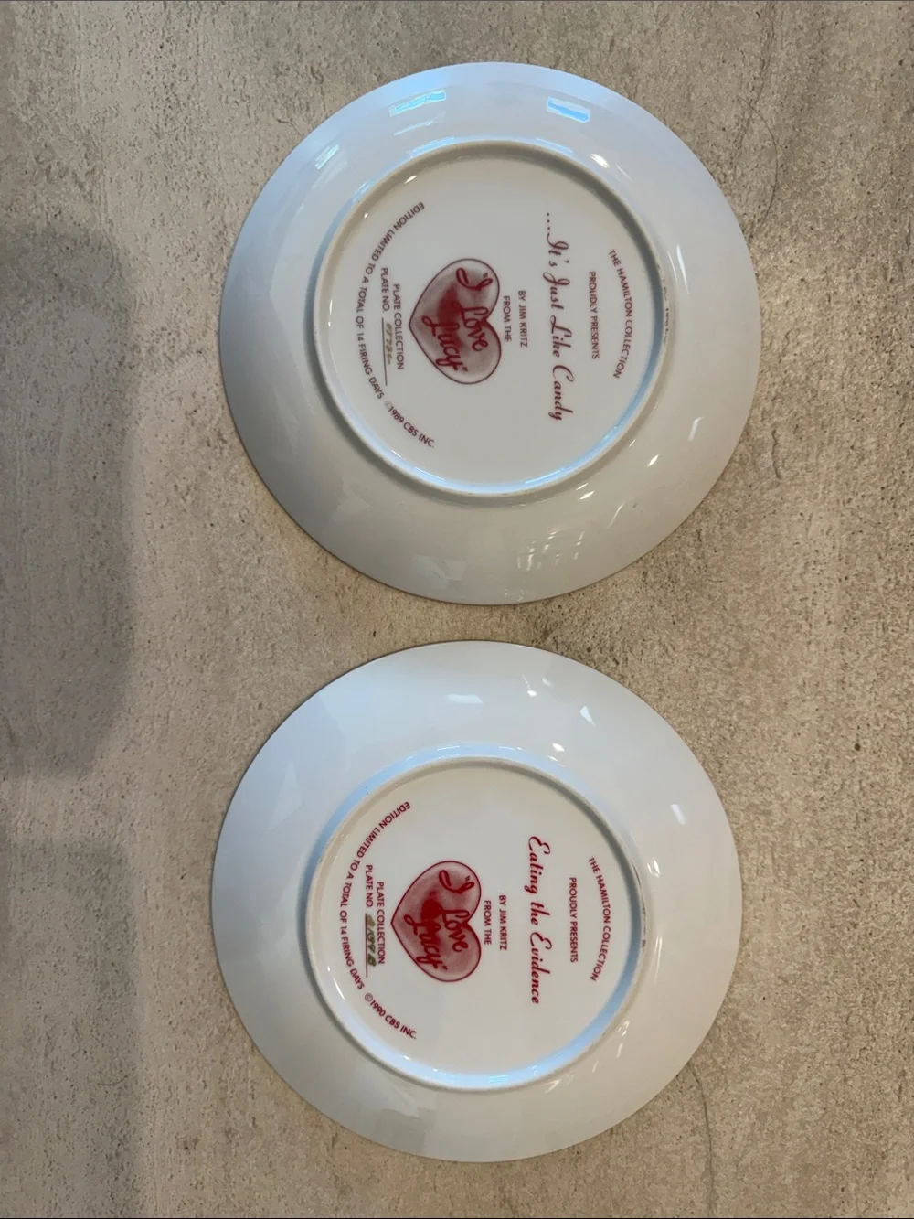 Vintage I Love Lucy Decorative Wall Plates - Red, Blue Set of 2